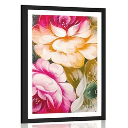 Plakat s paspartujem impresionistični svet rož - 20x30 silver