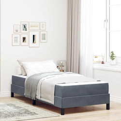 Vidaxl Postelja boxspring z vzmetnico Temno siva 100 x 200 cm Žamet