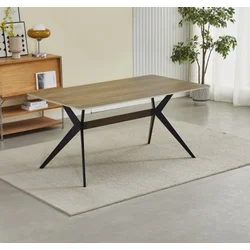 Trpezarijski sto Urban Hrast keramička ploča/Crne metalne noge 1800x900x76mm