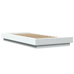 Vidaxl Posteljni okvir bel 75x190 cm inženirski les