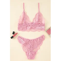 Trendyol Dusty Rose Lace Openwork Coverless Lingerie Sets