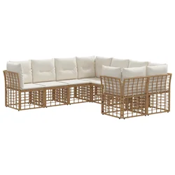 Set vanjskih sofa 8 pcs Prirodna i krema bijela Poliester