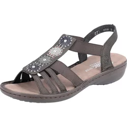 Rieker Sandali Donna V0651 – In Ecopelle, Zeppa 3,4 Cm, Larghezza Stretta (E1/2), Con Cinturino E Decorazione Perle, Colore Pesca