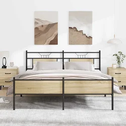 vidaXL Kovinski posteljni okvir brez vzmetnice sonoma hrast 180x200 cm
