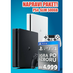 Konzola Playstation 4 Black 500GB Slim + Igra do 4.999