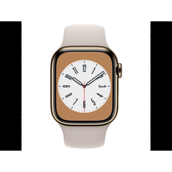 Apple Watch Series 8 Cellular, 45mm, zlatno inox kućište, Starlight sportski remen