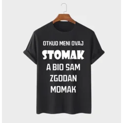 MAFIMI Muška majica Otkud meni ovaj stomak, Crna