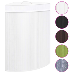 Den Kotna košara za perilo iz bambusa bela 60 L