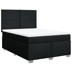 Vidaxl Box spring posteljni z vzmetnico črn 140x190 cm blago