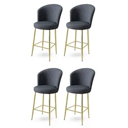 Hanah Home Set barskih stolica Fora, 4 komada, Antracit-zlatni