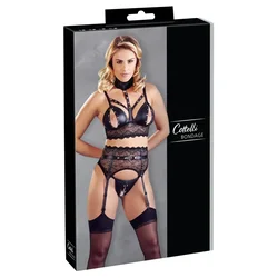 shumee Cottelli Bondage - Seksi čipkasti komplet za vezanje, črne barve, XL
