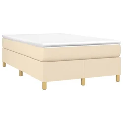 Vidaxl Box spring postelja z vzmetnico krem 120x190 cm blago