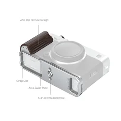 SmallRig L-Shaped Mount Plate with Wooden Handle for FUJIFILM X-E5 (Ebony, Silver) 6236