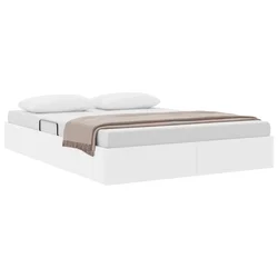 Krevet s od storage Čista bijela 137 x 190 cm Umjetna koža