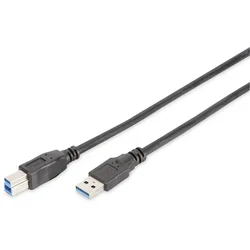 Digitus Digitus USB 3.0 Priključni kabel [1x Moški konektor USB 3.0 tipa A-1x Moški konektor USB 3.0 tipa B] 1.8 m Črna Okrogel, Trojn