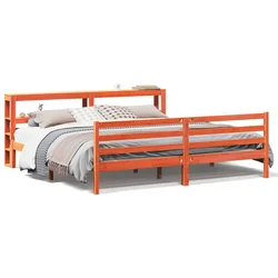 vidaXL vidaXL Posteljni okvir z vzglavjem voščeno rjava 200x200 cm borovina, (21303945)