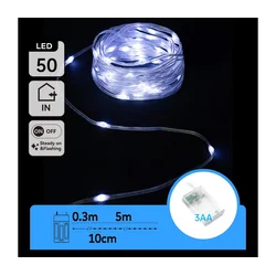 Aigostar - LED svetlosni lanac 50xLED/3xAA 5,3 m hladna bela