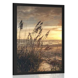 Plakat sončni zahod na plaži - 60x90 black