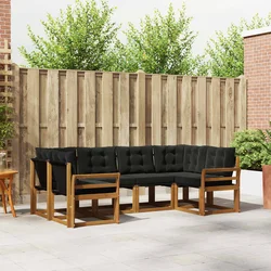 Set vanjskih sofa s jastukom 6 pcs Prirodna i crna
