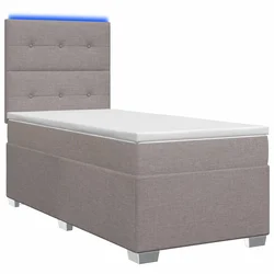 vidaXL Postelja boxspring z vzmetnico Taupe 90 x 200 cm Blago