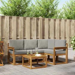 Set vanjskih sofa 5 kom. Prirodna i svjetlosiva