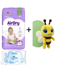 Violeta DC Pelene Air Dry 5, 11-25 kg, 52/1, Violeta Vlažne maramice Water Care, 56/1 + Plišana igračka pčelica gratis