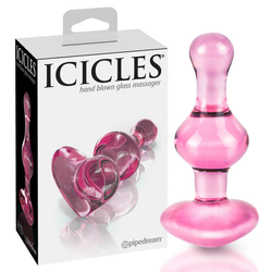 Icicles No. 75 - stekleni analni dildo v obliki srca (roza)
