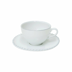 Bela keramična skodeliča s krožnikom Costa Nova Pearl, 250 ml