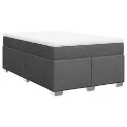 Vidaxl Box spring postelja z vzmetnico temno siva 120x200 cm blago