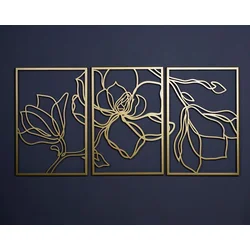 Wallity Zidna dekoracija Floral Line Art - APT529 v2, 46 x 69 cm, Gold