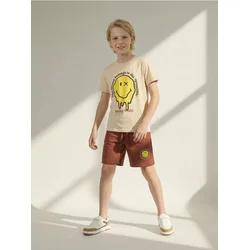 Sinsay - Komplet majice kratkih rukava i kratkih pantalona SmileyWord - maroon