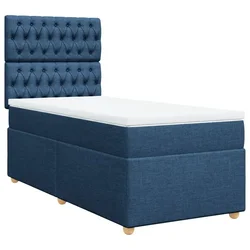 Vidaxl Box spring postelja z vzmetnico modra 90x200 cm blago