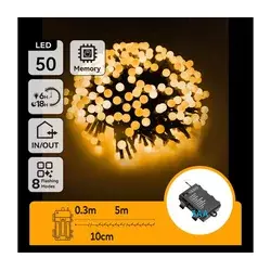 Aigostar - LED spoljni lanac 50x LED / 8 funkcija, 3xAA, 5,3 m, IP44, topla bela