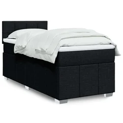 vidaXL Box spring postelja z vzmetnico črna 90x200 cm blago