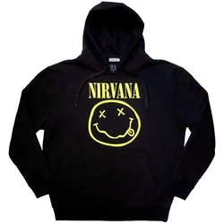 Nirvana Kapuco Yellow Happy Face Unisex Black XL