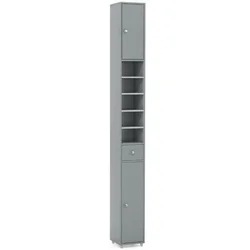 Costway Samostoječa kopalniška omara 180 cm siva 2 vrata 1 predal