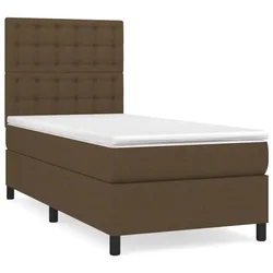 Vidaxl Box spring postelja z vzmetnico temno rjava 90x200 cm blago