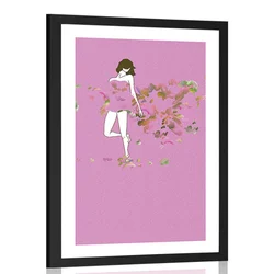 Plakat s paspartujem deklica v objemu rožnate - 30x45 no frame