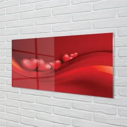 tulup.si Slika na steklu Rdeče srce ozadje 125x50 cm 2 obešalnika