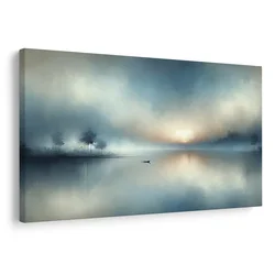 Slika osamljena ladja v megli - 120x80