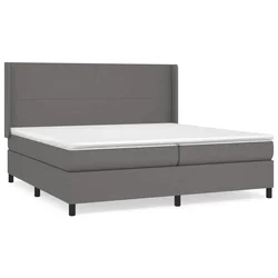 Vidaxl Box spring postelja z vzmetnico siva 200x200 cm umetno usnje