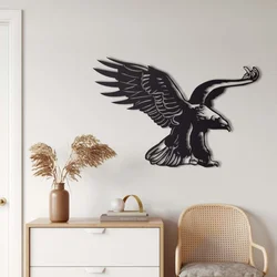 WallXpert metalni zidni ukras 5417, orao raširenih krila, 60 x 40 cm, crni