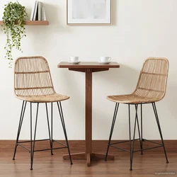 vidaXL Barski stol 2 pcs Naravna 44 x 54 x 96 cm Rattan in jeklo