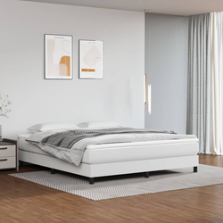 Okvir za krevet s oprugom bijela 160x200 cm od umjetne kože