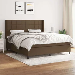 Den Box spring postelja z vzmetnico temno rjava 180x200 cm blago