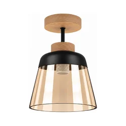 BRILAGI-LED Plafonski luster R GLASS 1xE27/60W/230V prečnik 15,5 cm hrast/dimljeno bež