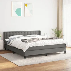 Greatstore Box spring postelja z vzmetnico temno siva 180x200 cm blago