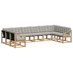 Set vanjskih sofa s jastukom 10 pcs Bijela i svjetlosiva