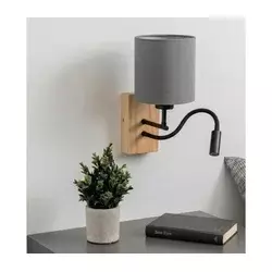Brilagi - LED zidna svetiljka NUBILA WOOD 1xE27/25W/230V + LED/3W hrast/crna/svetlosiva
