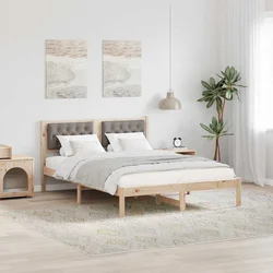 vidaXL Konstrukcija postelje z vzglavjem Taupe 140 x 200 cm blago
